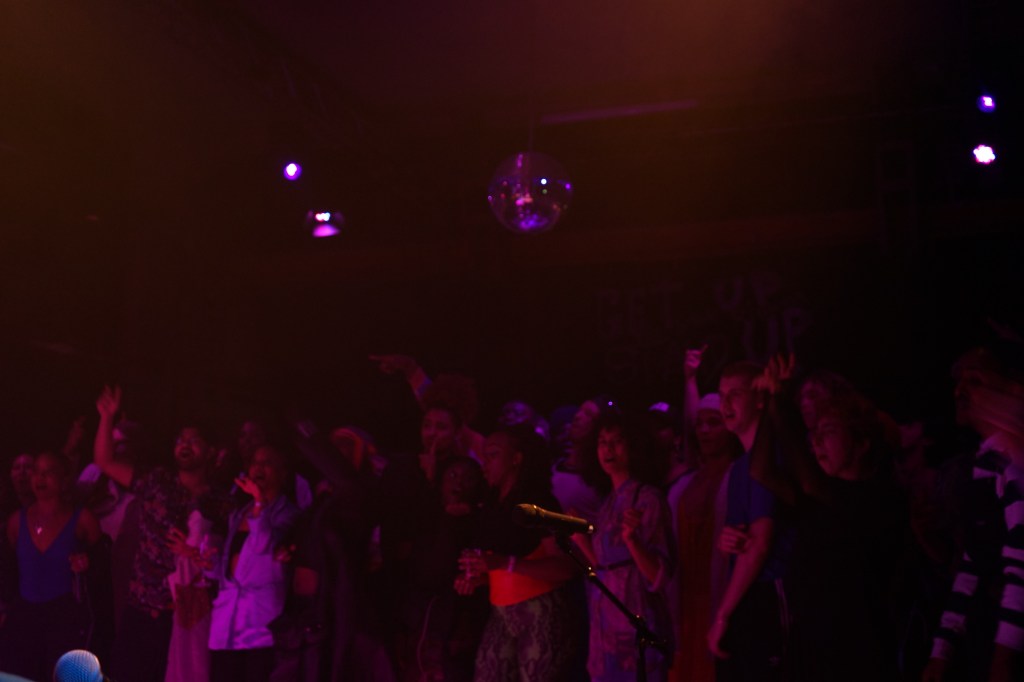 The crowd at the music jam at performing at Queer Bcademy, Kampnagel, 2023